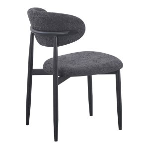 Καρέκλα Folegio pakoworld μπουκλέ σε ανθρακί απόχρωση με μαύρα πόδια 50x57x79.5εκ