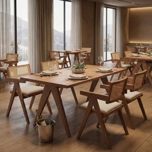 Τραπέζι Winslow pakoworld ξύλο rubberwood σε ανοιχτό καρυδί χρώμα 180x85x75εκ