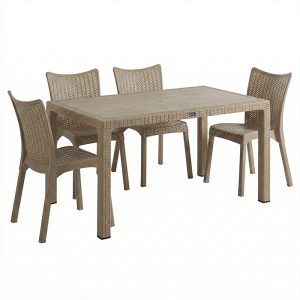 Τραπεζαρία Explore-Confident pakoworld σετ 5τεμ PP cappuccino 150x90x73,5εκ.