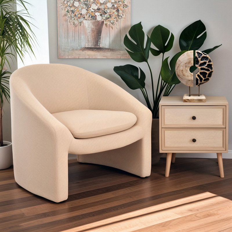 Πολυθρόνα Mordak pakoworld μπεζ ύφασμα 82x72x74εκ