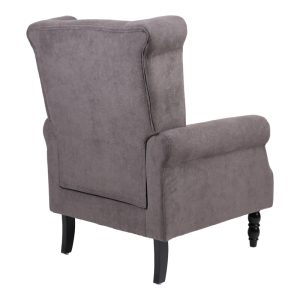 Πολυθρόνα Piore pakoworld ανθρακί ύφασμα και πόδι rubberwood σε μαύρη απόχρωση 77x80x106εκ