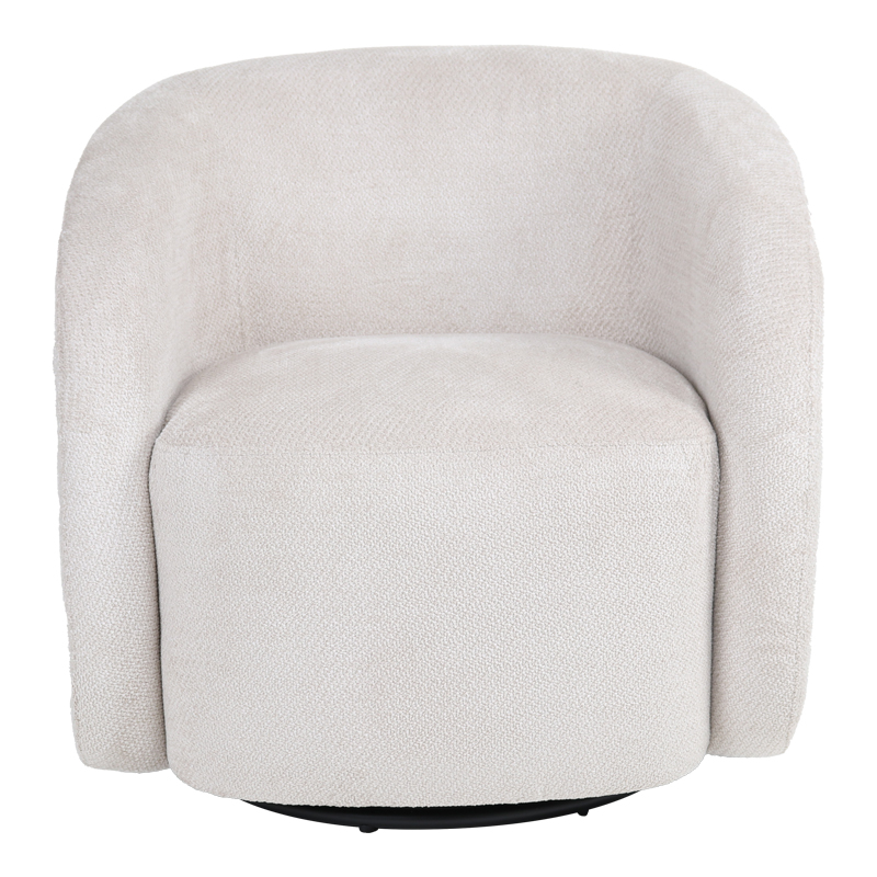 Πολυθρόνα Barrelo pakoworld περιστρεφόμενη με κρεμ ύφασμα 77x72x69εκ - Image 3