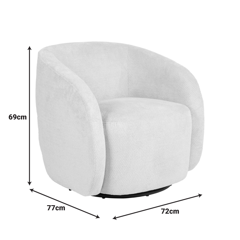 Πολυθρόνα Barrelo pakoworld περιστρεφόμενη με κρεμ ύφασμα 77x72x69εκ - Image 4