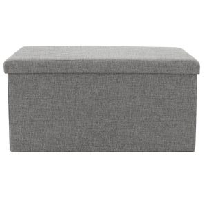 Σκαμπό-μπαούλο Greatness pakoworld ύφασμα γκρι 76x38x38εκ