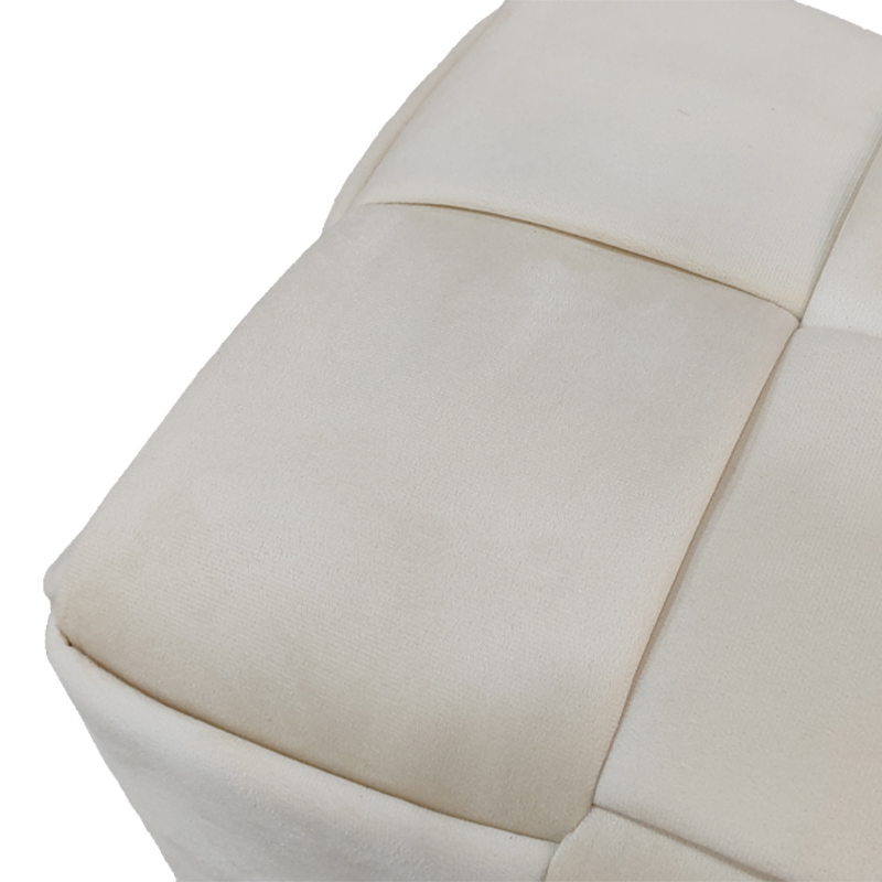 Σκαμπό Jisko pakoworld μπεζ βελούδο 38x38x40εκ - Image 2