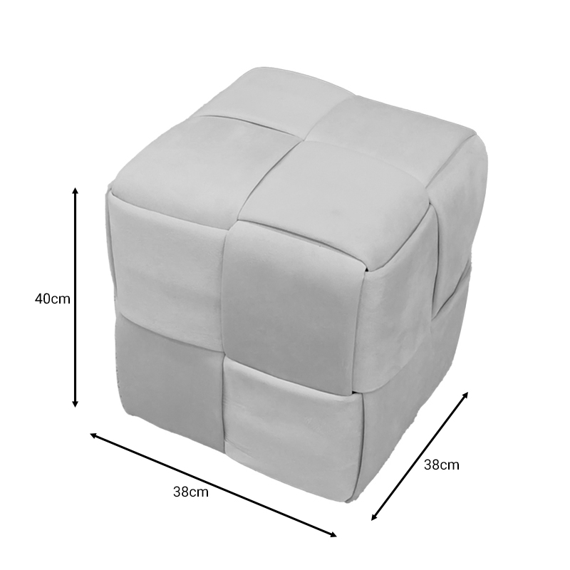 Σκαμπό Jisko pakoworld γκρι βελούδο 38x38x40εκ - Image 3