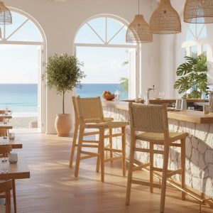 Σκαμπό μπαρ Julien pakoworld rubberwood φυσικό-έδρα φυσικό σχοινί 45x46x95εκ