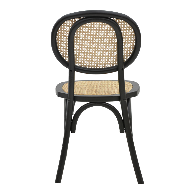 Καρέκλα στοιβαζόμενη Zoel pakoworld μαύρο ξύλο οξιάς-φυσικό rattan 45x52x82εκ - Image 4