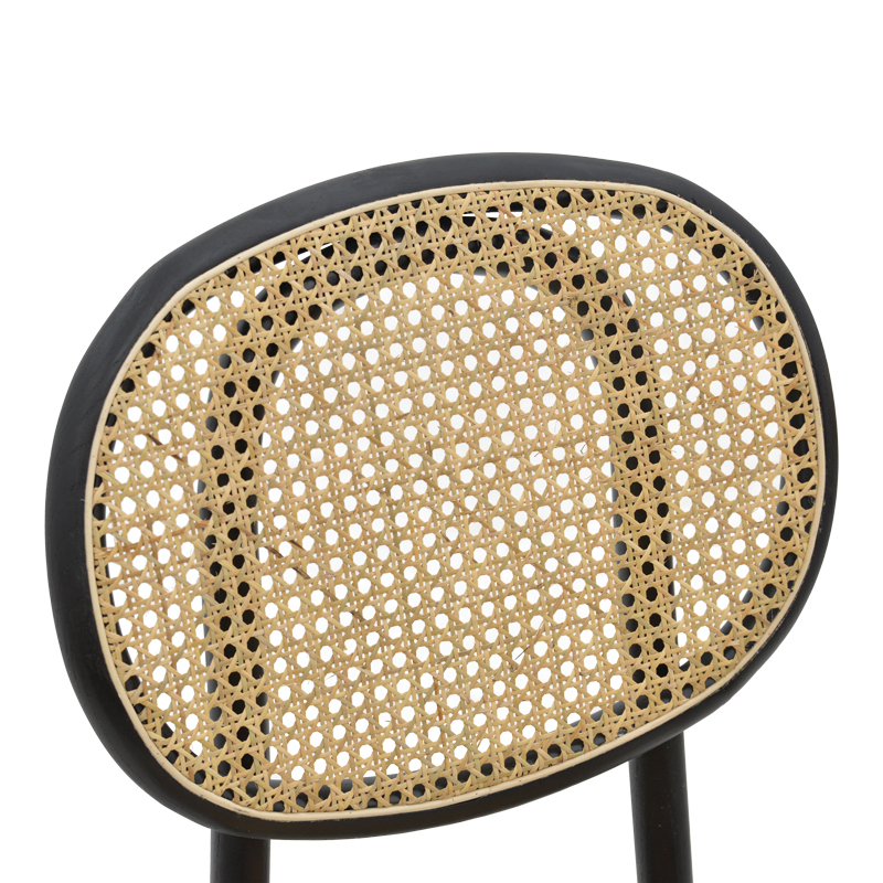 Καρέκλα στοιβαζόμενη Zoel pakoworld μαύρο ξύλο οξιάς-φυσικό rattan 45x52x82εκ - Image 5