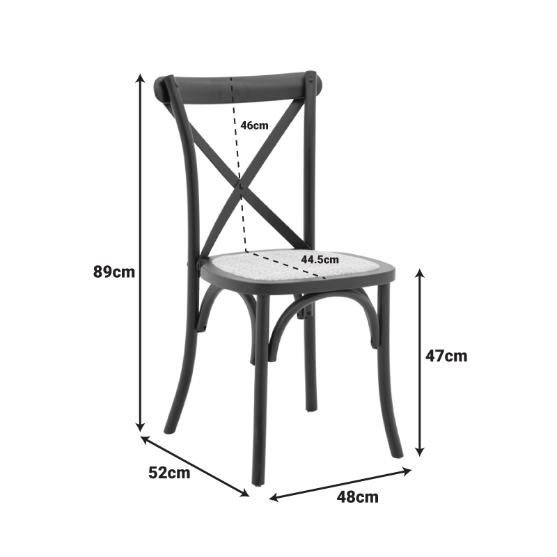 Καρέκλα Dylon pakoworld στοιβαζόμενη μαύρο ξύλο οξιάς-έδρα φυσικό rattan 48x52x89εκ - Image 7