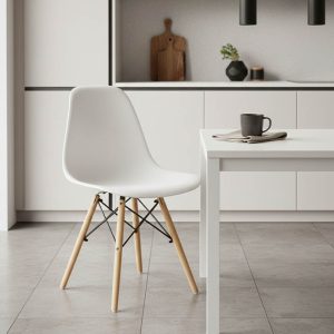 Καρέκλα Julita pakoworld PP λευκό-φυσικό πόδι 46x50x82εκ