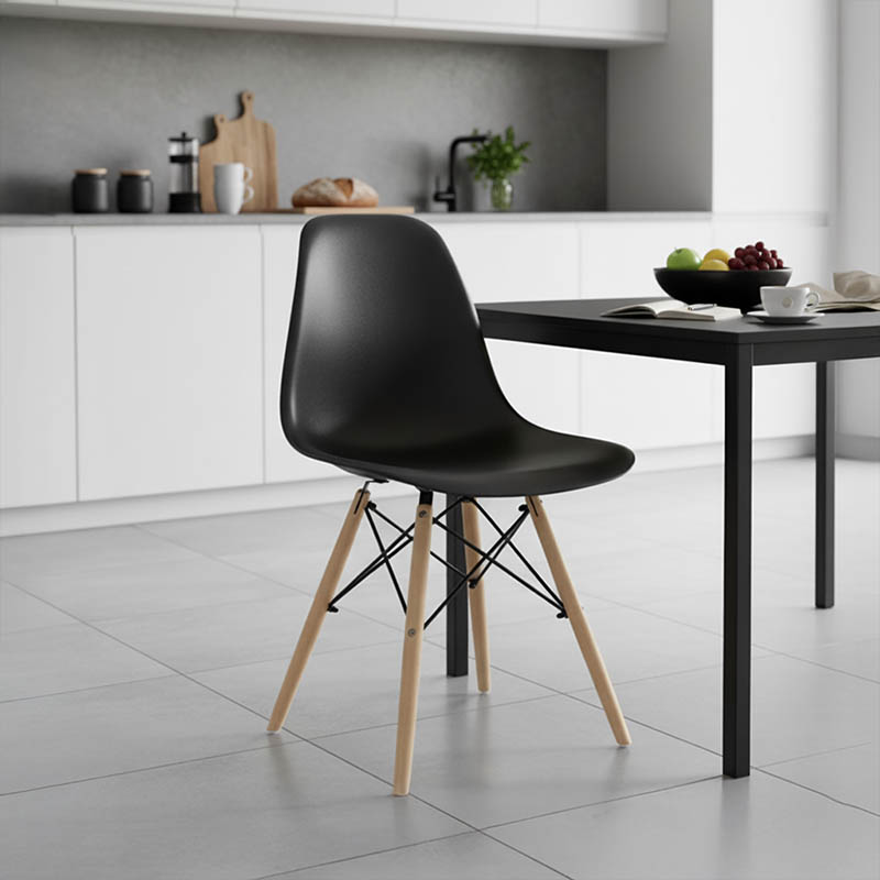 Καρέκλα Julita pakoworld PP μαύρο-φυσικό πόδι 46x50x82εκ