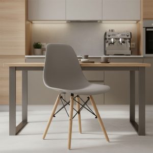 Καρέκλα Julita pakoworld PP γκρι-φυσικό πόδι 46x50x82εκ