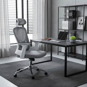 Καρέκλα γραφείου διευθυντή Ignatius pakoworld mesh ανοιχτό γκρι