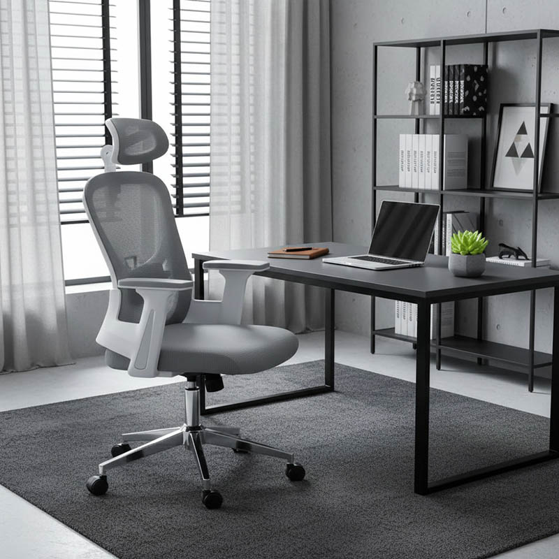 Καρέκλα γραφείου διευθυντή Ignatius pakoworld mesh ανοιχτό γκρι