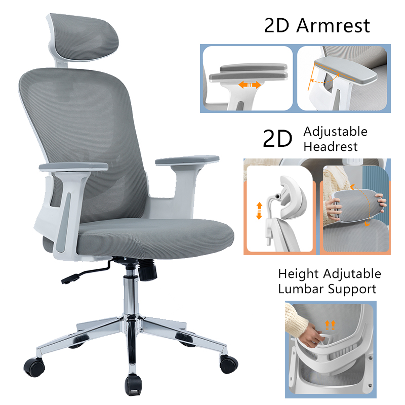 Καρέκλα γραφείου διευθυντή Ignatius pakoworld mesh ανοιχτό γκρι - Image 2