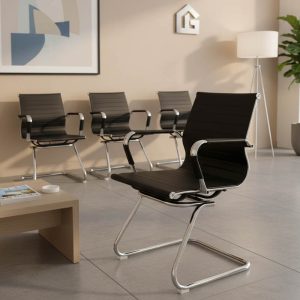 Καρέκλα γραφείου επισκέπτη Valter pakoworld μαύρο pu 55.5x48x88εκ