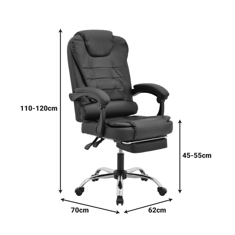 Καρέκλα γραφείου διευθυντή με υποπόδιο και μηχανισμό massage Volter pakoworld pu μαύρο 62x70x110εκ - Image 9
