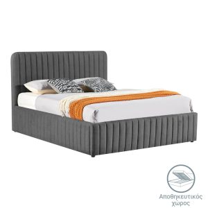 Κρεβάτι διπλό Zilin pakoworld ύφασμα ανθρακί με αποθηκευτικό χώρο 160x200εκ