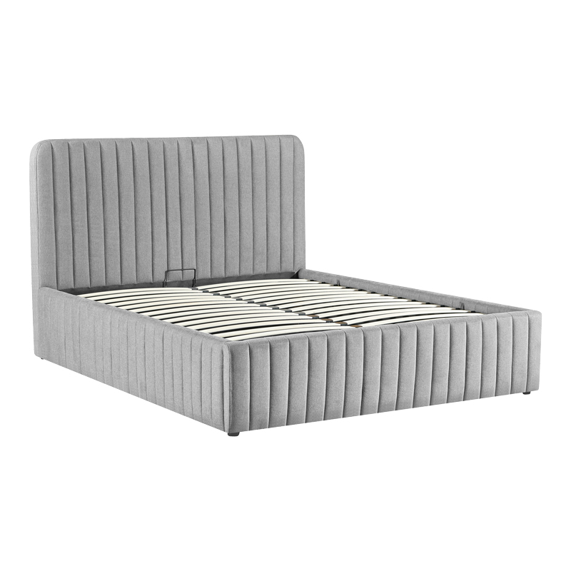 Κρεβάτι διπλό Zilin pakoworld ύφασμα γκρι-μπεζ με αποθηκευτικό χώρο 160x200εκ - Image 2