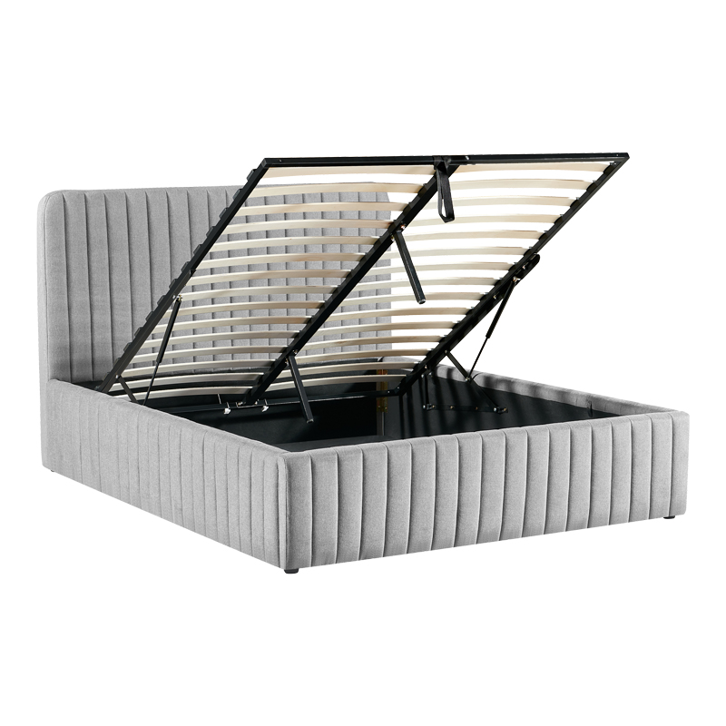 Κρεβάτι διπλό Zilin pakoworld ύφασμα γκρι-μπεζ με αποθηκευτικό χώρο 160x200εκ - Image 3