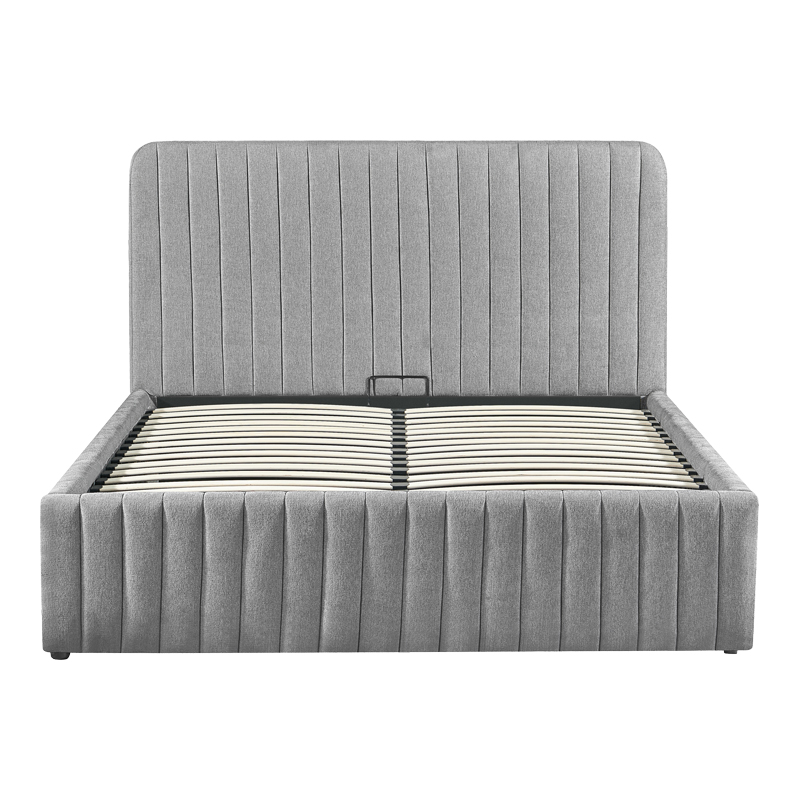 Κρεβάτι διπλό Zilin pakoworld ύφασμα γκρι-μπεζ με αποθηκευτικό χώρο 160x200εκ - Image 5