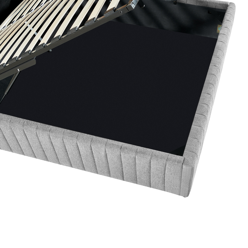 Κρεβάτι διπλό Zilin pakoworld ύφασμα γκρι-μπεζ με αποθηκευτικό χώρο 160x200εκ - Image 6