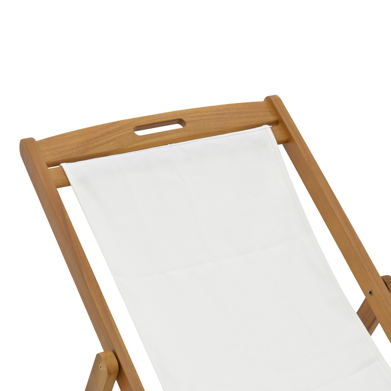 Σεζλόνγκ Franclow pakoworld ξύλο ακακίας φυσικό-πανί pvc λευκό - Image 4