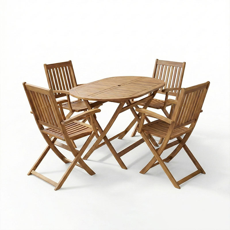 Τραπεζαρία Joter-Falov pakoworld σετ 5τεμ φυσικό μασίφ ξύλο ακακίας 130x80x72εκ