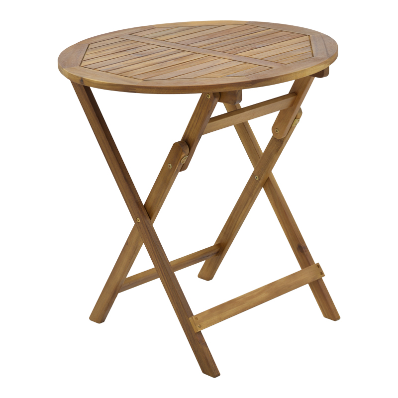 Τραπεζαρία Joter-Carpuva pakoworld σετ 3τεμ πτυσσόμενο φυσικό μασίφ ξύλο ακακίας Φ70x74εκ - Image 4