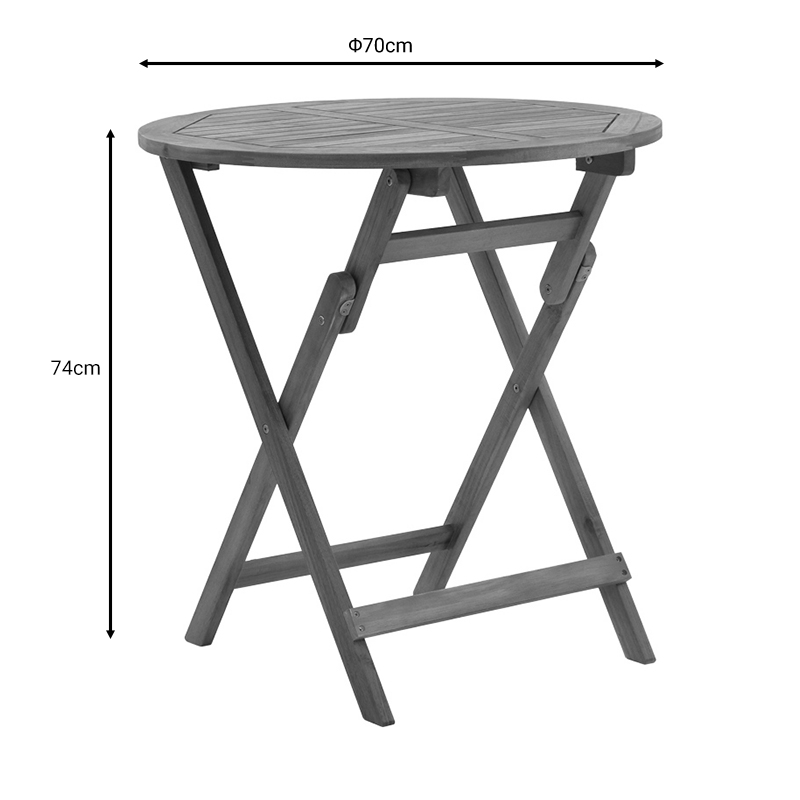 Τραπεζαρία Bistrual-Carpuva pakoworld σετ 3τεμ πτυσσόμενο φυσικό μασίφ ξύλο ακακίας Φ70x74εκ - Image 9