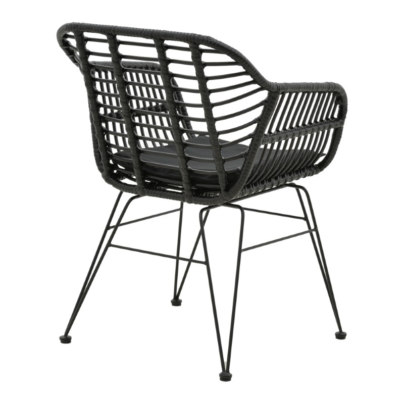 Πολυθρόνα Naoki pakoworld με μαξιλάρι pe μαύρο-μέταλλο μαύρο πόδι 55x58x79εκ - Image 3