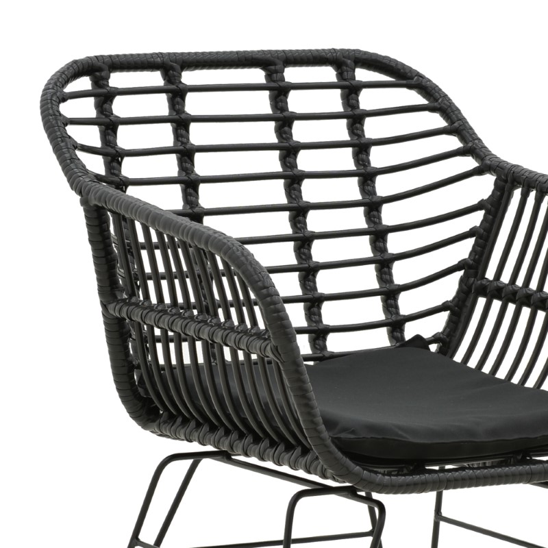 Πολυθρόνα Naoki pakoworld με μαξιλάρι pe μαύρο-μέταλλο μαύρο πόδι 55x58x79εκ - Image 6