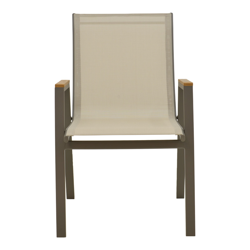 Πολυθρόνα Azelie pakoworld στοιβαζόμενη σαμπανιζέ αλουμίνιο και textilene σε ανοιχτή γκρι απόχρωση 56x75x88εκ - Image 5