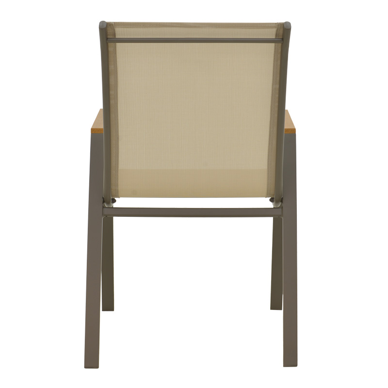 Πολυθρόνα Azelie pakoworld στοιβαζόμενη σαμπανιζέ αλουμίνιο και textilene σε ανοιχτή γκρι απόχρωση 56x75x88εκ - Image 6