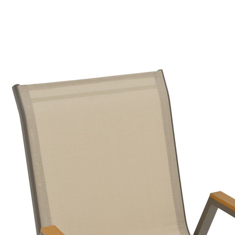 Πολυθρόνα Azelie pakoworld στοιβαζόμενη σαμπανιζέ αλουμίνιο και textilene σε ανοιχτή γκρι απόχρωση 56x75x88εκ - Image 7