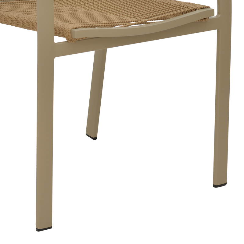 Πολυθρόνα Jonian pakoworld στοιβαζόμενη σαμπανιζέ αλουμίνιο-textilene σε φυσική απόχρωση 57x63x83εκ - Image 6