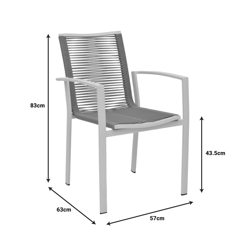 Πολυθρόνα Jonian pakoworld στοιβαζόμενη σαμπανιζέ αλουμίνιο-textilene σε φυσική απόχρωση 57x63x83εκ - Image 7