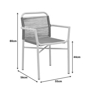 Πολυθρόνα αλουμινίου Clutch pakoworld στοιβαζόμενη λευκός σκελετός-φυσικό rattan 55x56x80εκ