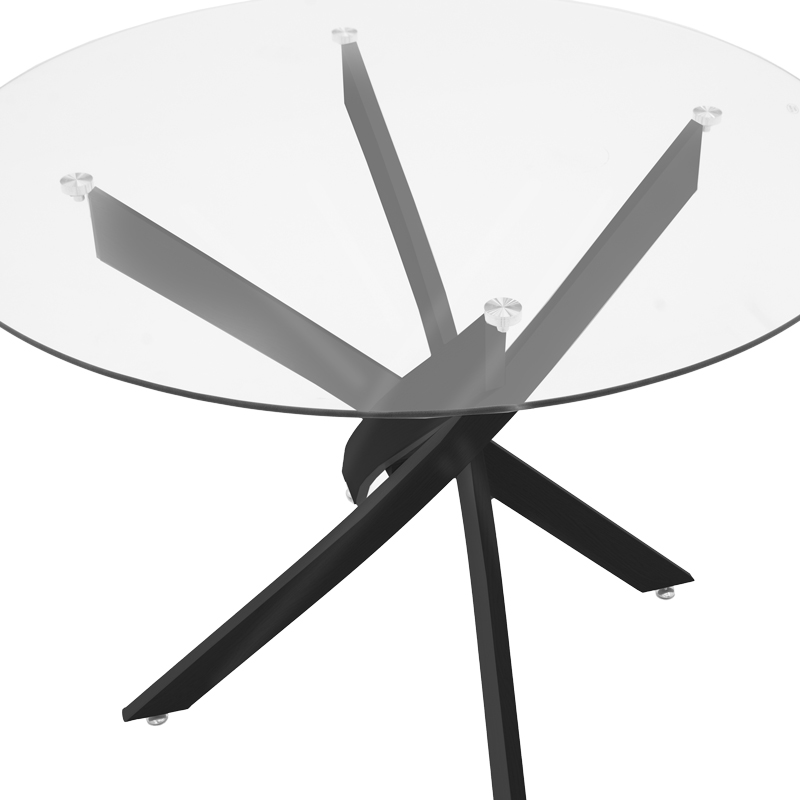Τραπέζι Antoro pakoworld γυαλί και μεταλλικά πόδια σε μαύρη απόχρωση Φ100x75εκ - Image 3
