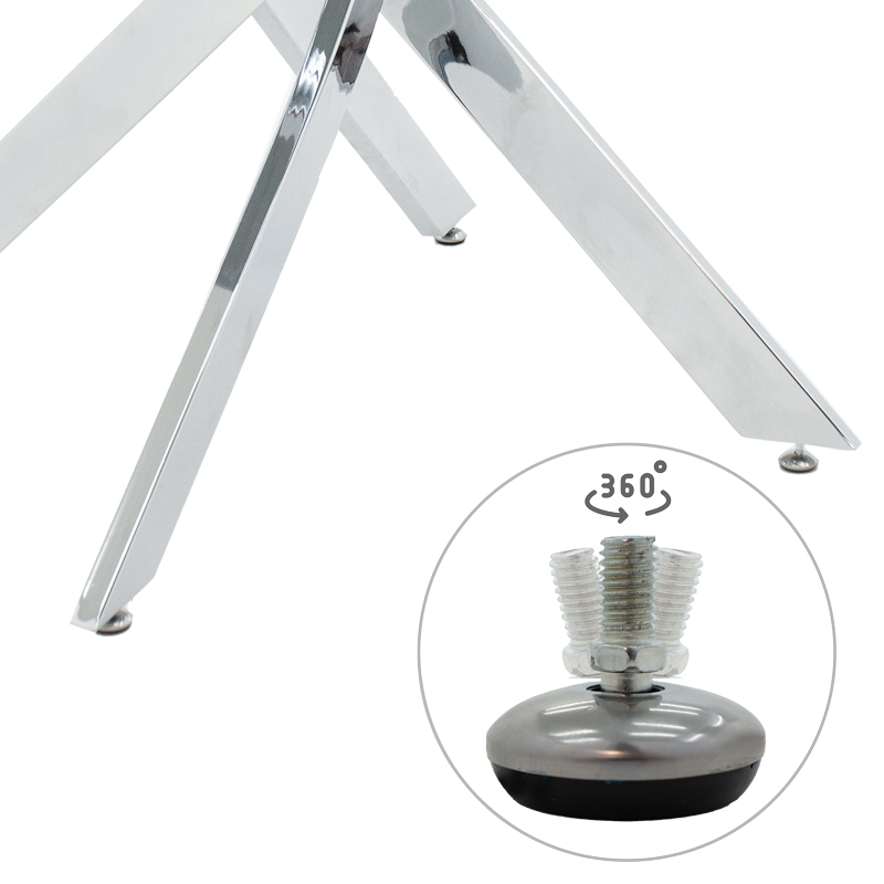 Τραπέζι Antoro pakoworld γυαλί και μεταλλικά πόδια σε απόχρωση χρωμίου Φ100x75εκ - Image 5