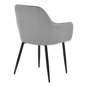 Πολυθρόνα Noor pakoworld γκρι βελούδο με πόδι μετάλλου σε μαύρη απόχρωση 58x58x86εκ