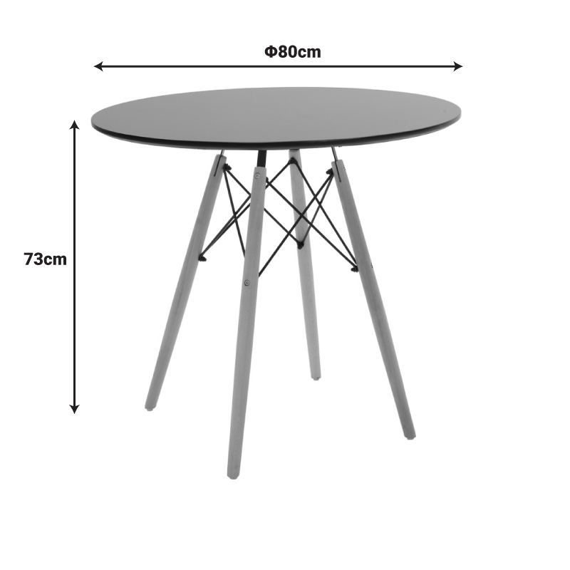 Τραπέζι Julita pakoworld MDF μαυρο-πόδια σε φυσική απόχρωση Φ80x73εκ - Image 4