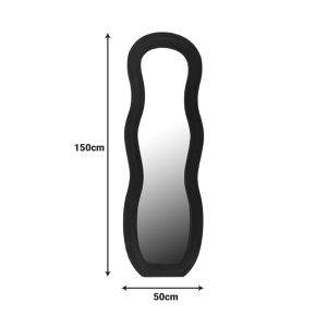 Καθρέπτης Glinde Inart βελούδο σε μαύρη απόχρωση 50x3.3x150εκ