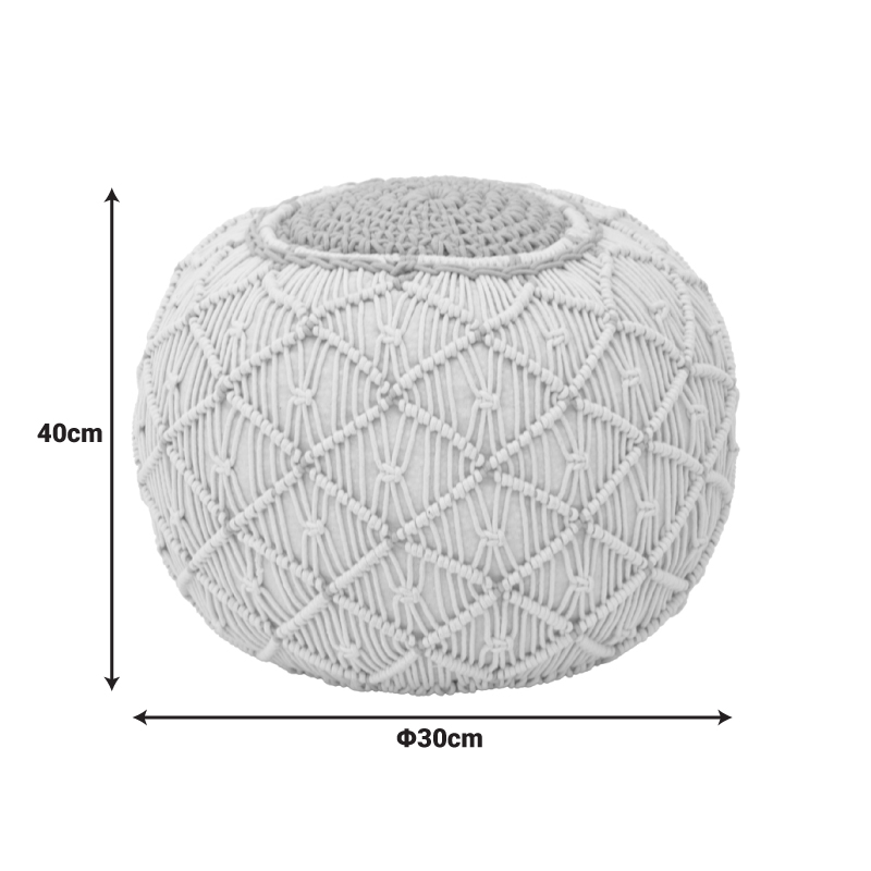 Σκαμπό-πουφ Boha Inart γιούτα σε κίτρινη και λευκή απόχρωση Φ40x30εκ - Image 2