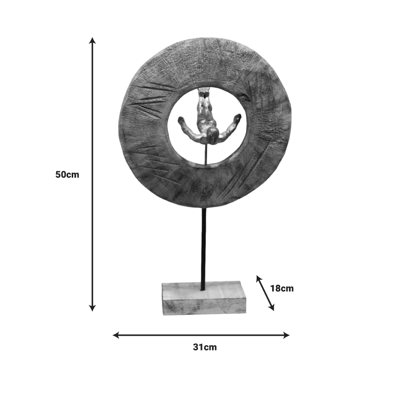 Επιτραπέζιο διακοσμητικό Manny Inart φυσικό μάνγο ξύλο-αλουμίνιο 31x18x50εκ - Image 2