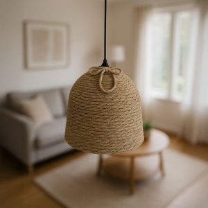 Φωτιστικό οροφής Lamper Inart ψάθινο φυσικό Φ34x87εκ