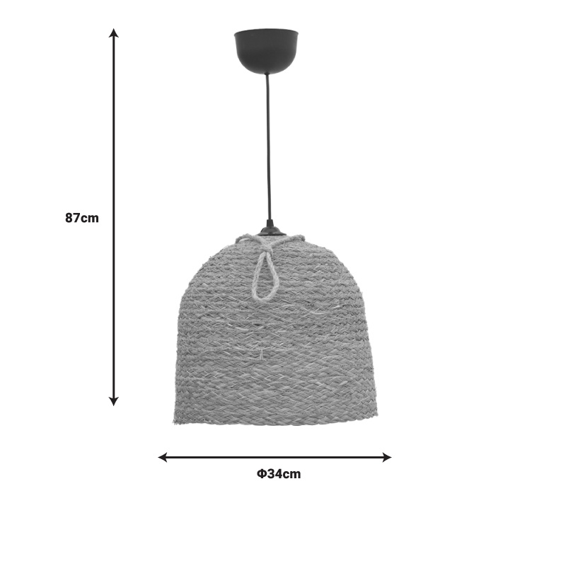 Φωτιστικό οροφής Lamper Inart ψάθινο φυσικό Φ34x87εκ - Image 2