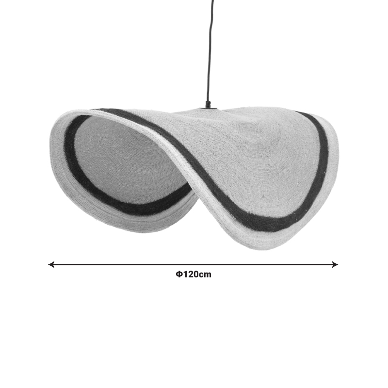 Φωτιστικό οροφής Hatchie Inart φυσικό-μαύρο-λευκό ψάθα-μέταλλο Φ120x144εκ - Image 3