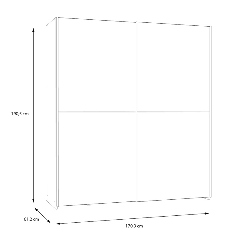 Ντουλάπα ρούχων Noez I pakoworld δίφυλλη με ράφια σε λευκή απόχρωση 170.5x61x190.5εκ - Image 6